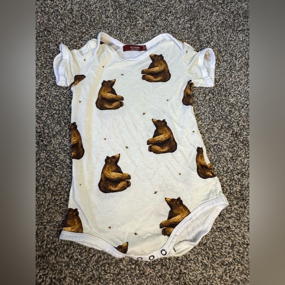 MILKBARN HONEY BEAR BAMBOO SHORT SLEEVE ONE PIECE - Picture 2 of 7